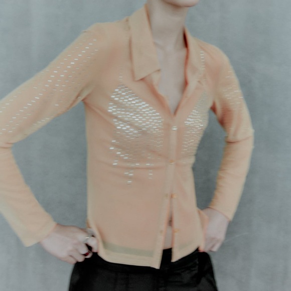 ZARA RHINESTONE TULLE SHIRT - Picture 9 of 12